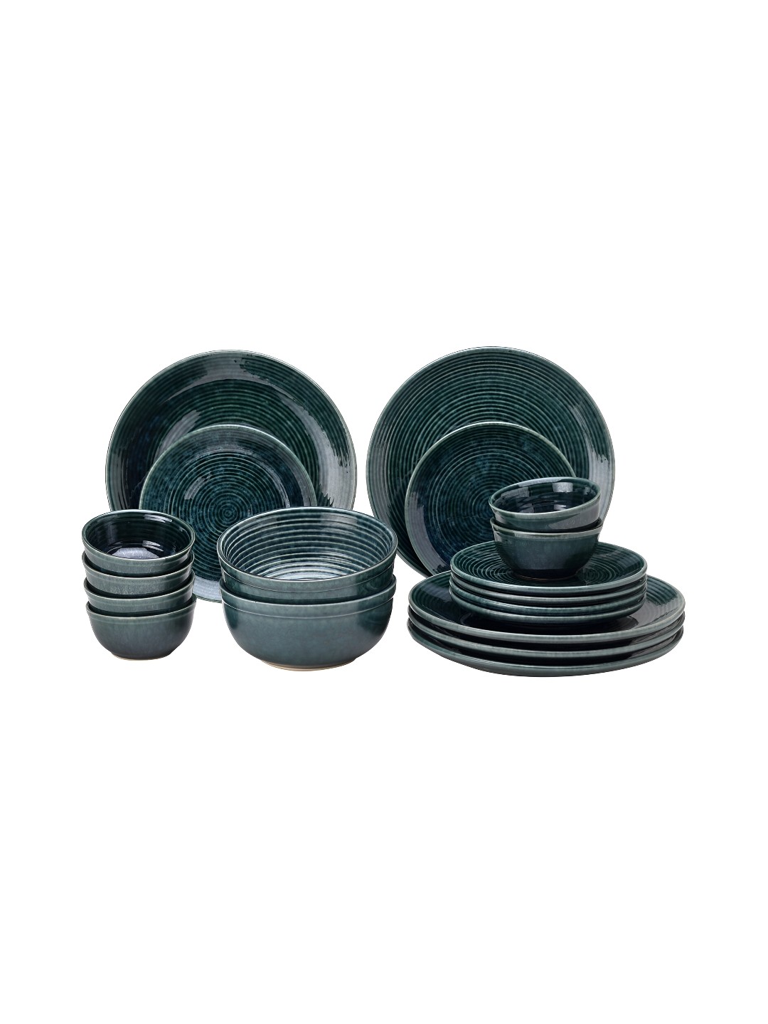 

BODHI HOUSE Green & 20 Pieces Handcrafted and Hand Painted Stoneware Glossy Dinner Set