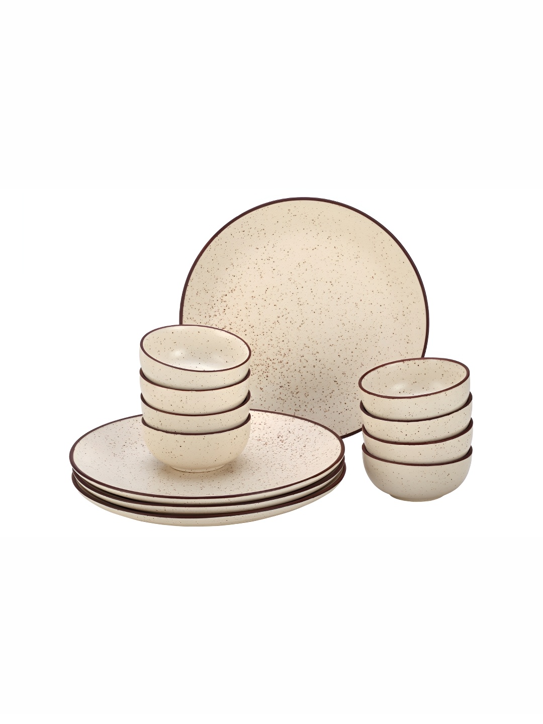 

BODHI HOUSE Beige & 12 Pieces Handcrafted and Hand Painted Stoneware Matte Dinner Set