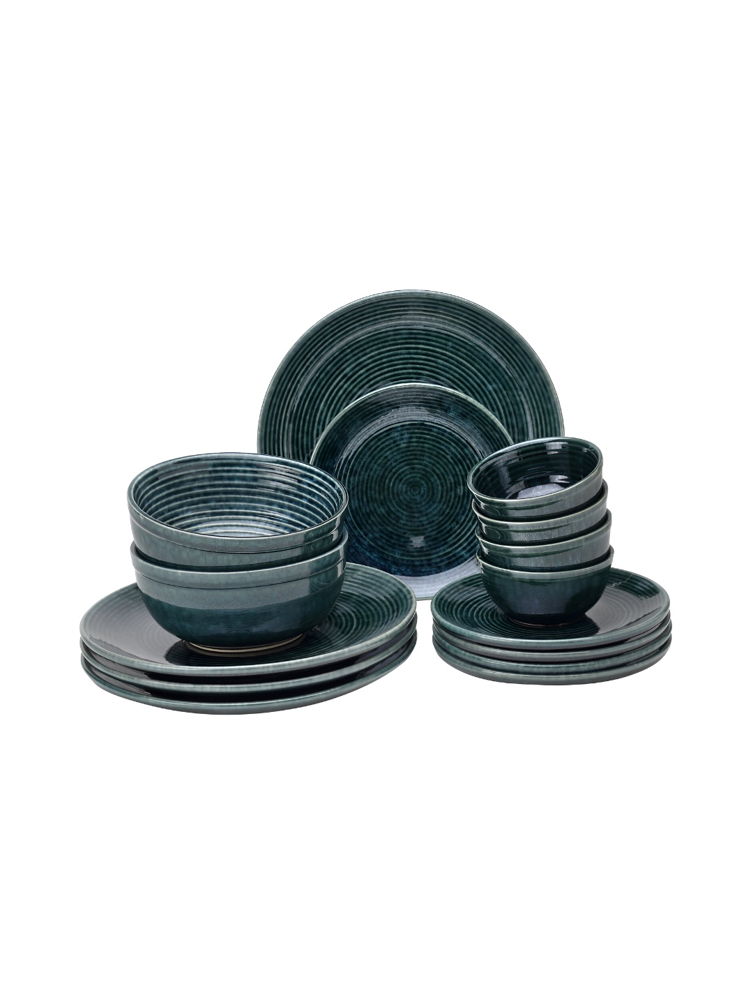 

BODHI HOUSE Green 14 Pieces Stoneware Glossy Dinner Set