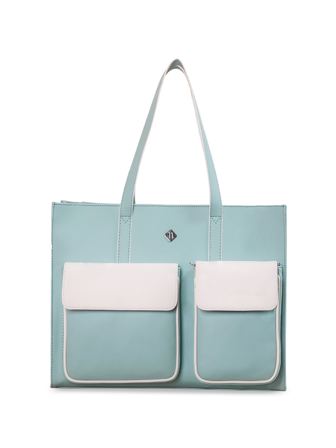 

Nestasia Colourblocked Structured Tote Bag With Removable Pouch, Green