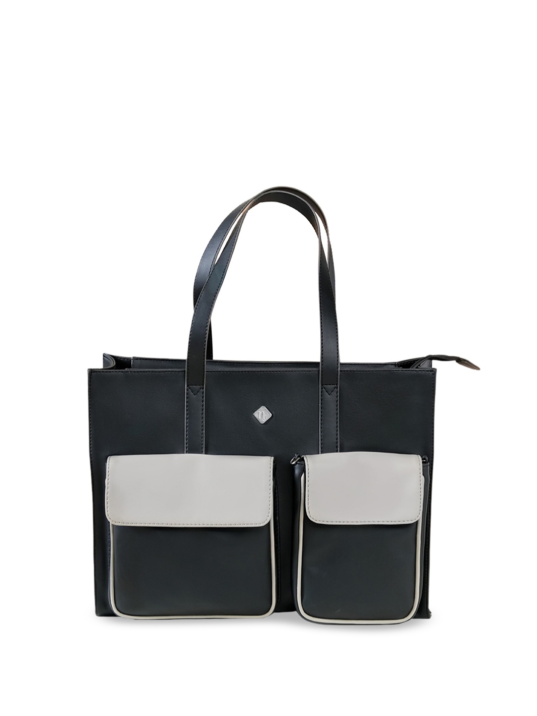 

Nestasia Colourblocked Structured Tote Bag, Black