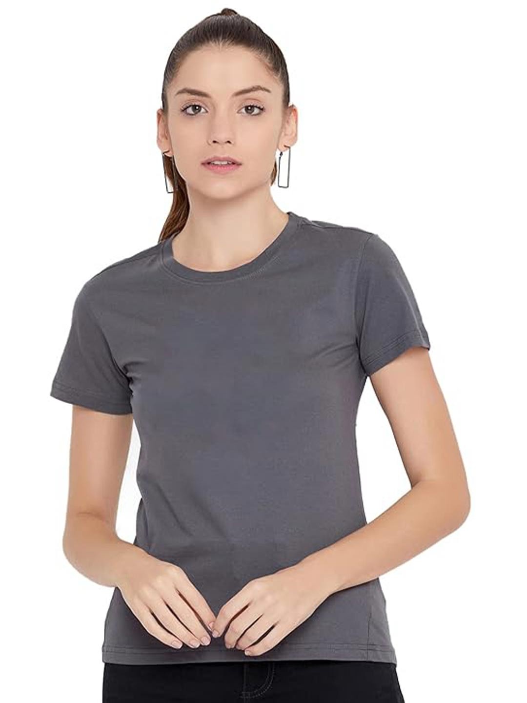 

URKNIT Round Neck Pure Cotton T-shirt, Grey