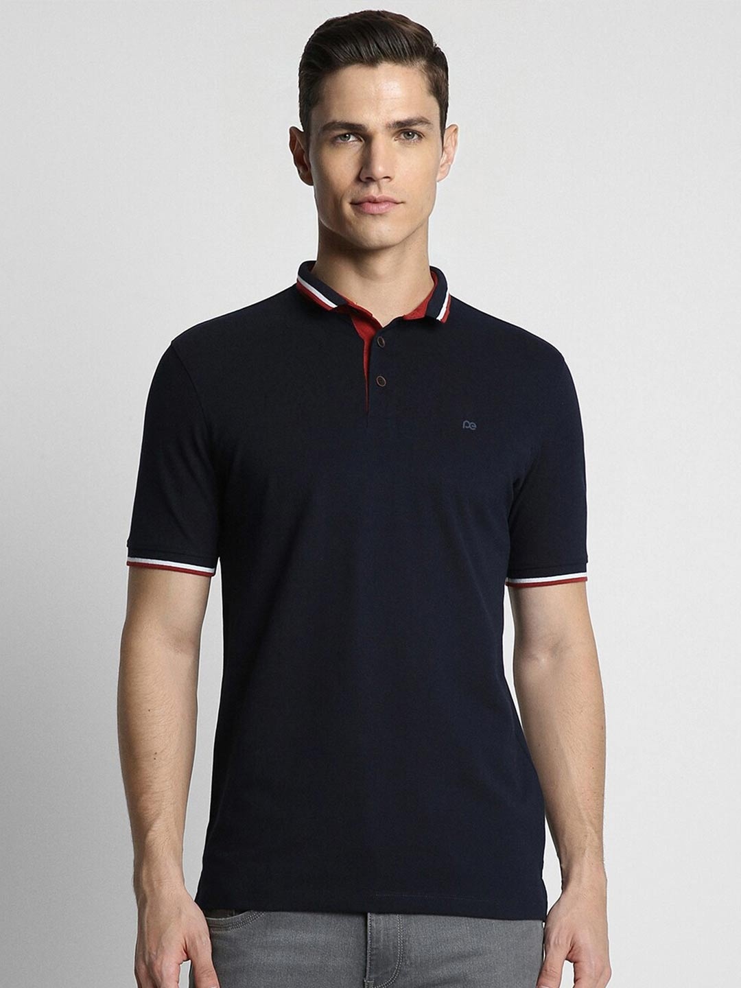 

Peter England Casuals Polo Collar Short Sleeves T-shirt, Navy blue