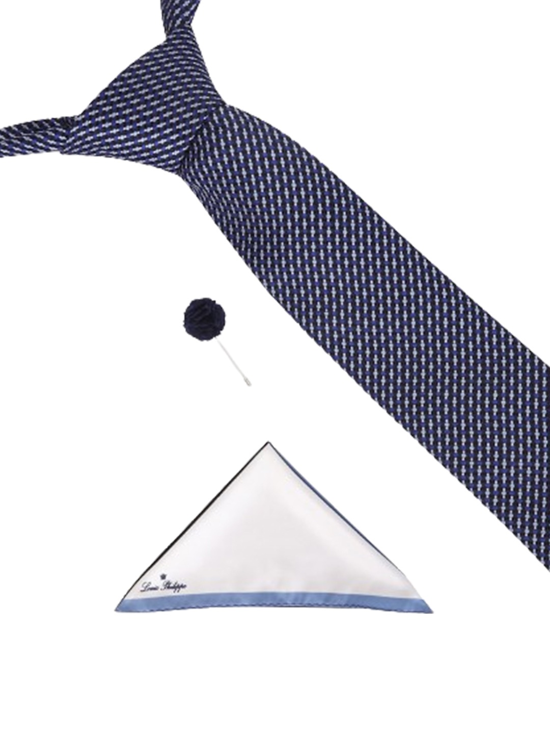 

Louis Philippe Men Embroidered Accessory Gift Set, Blue