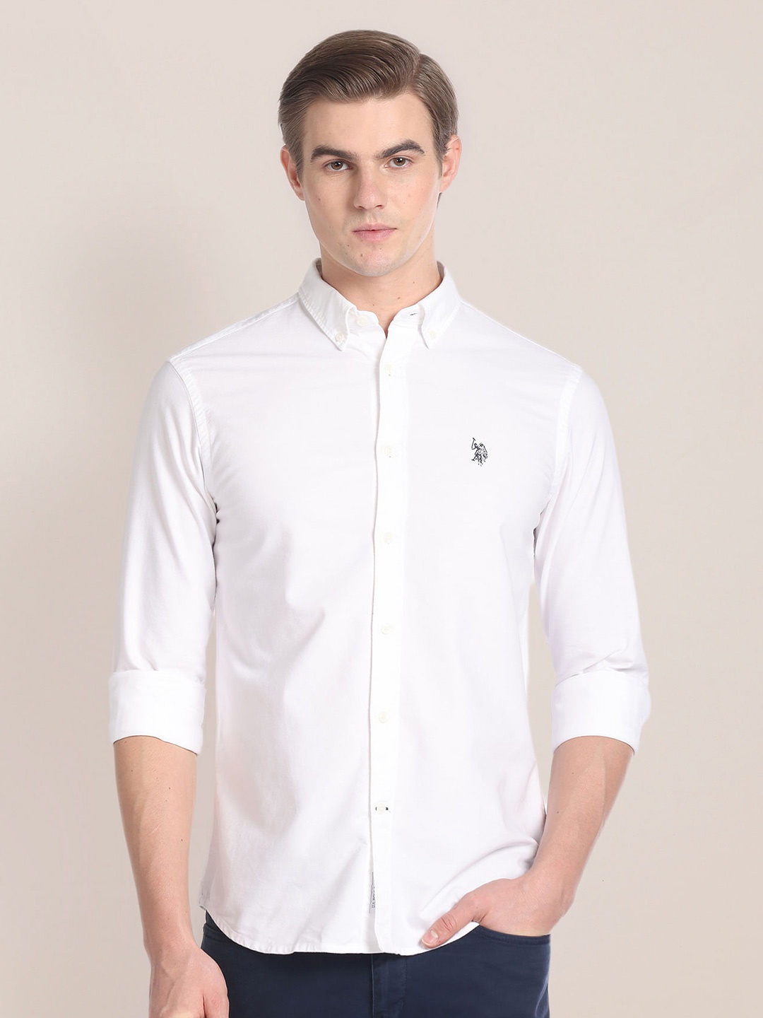 

U.S. Polo Assn. Men Tailored Fit Cotton Casual Shirt, White