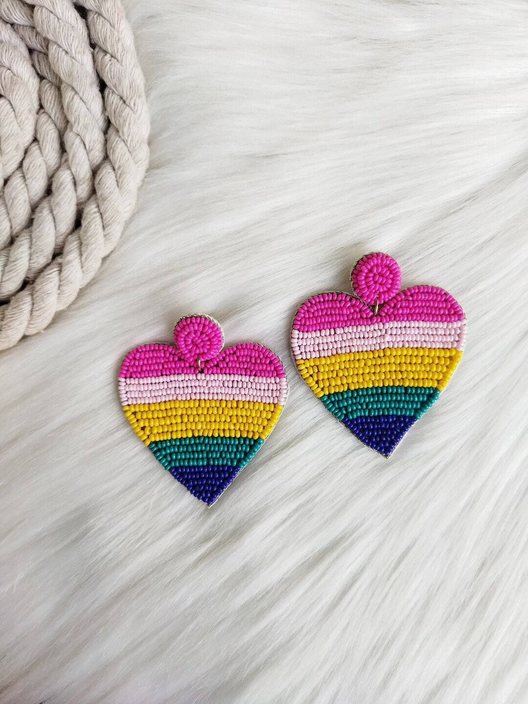 

Crunchy Fashion Heart Shaped Drop Earrings, Pink