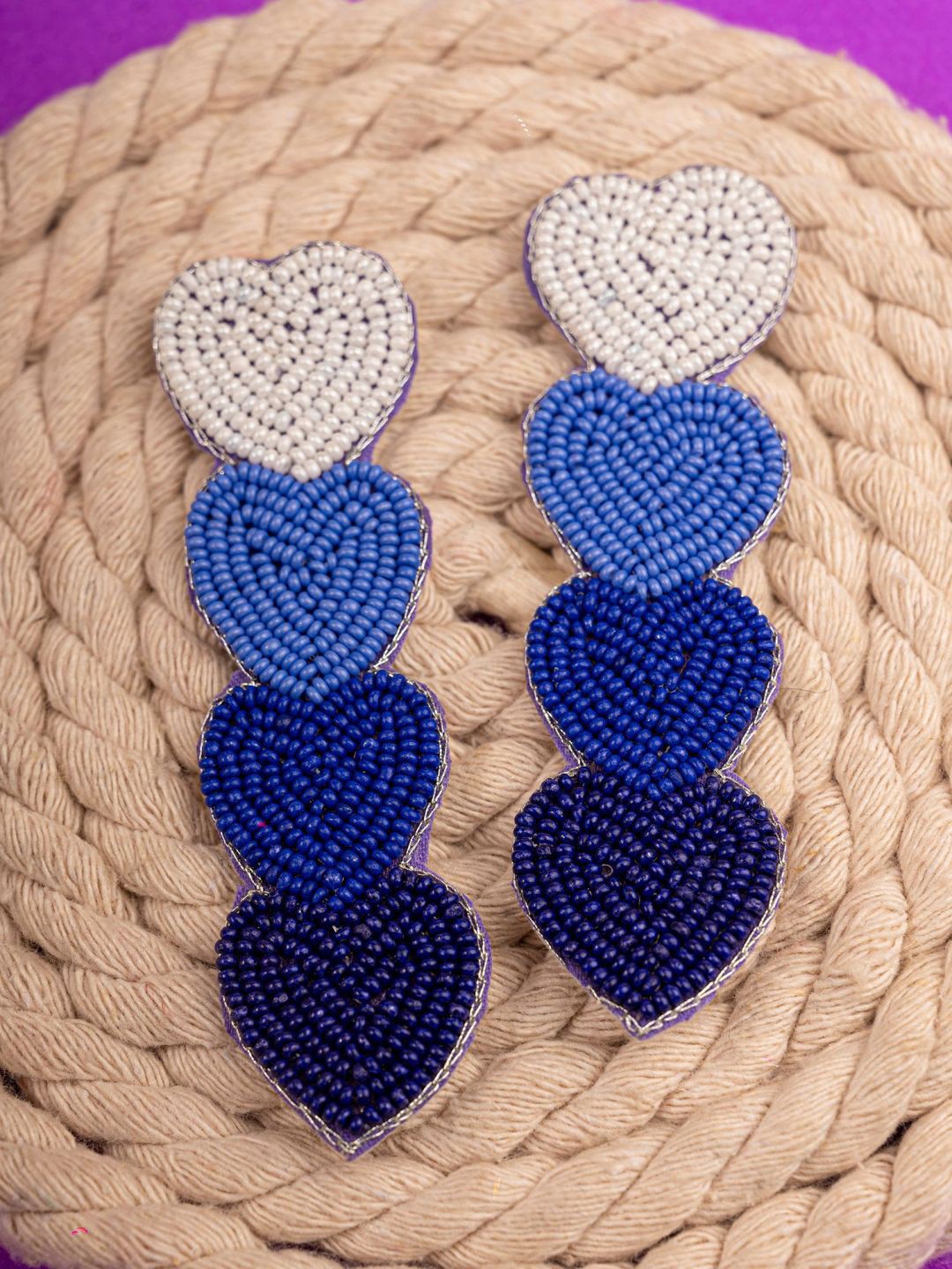 

Crunchy Fashion Heart Shaped Drop Earrings, Blue
