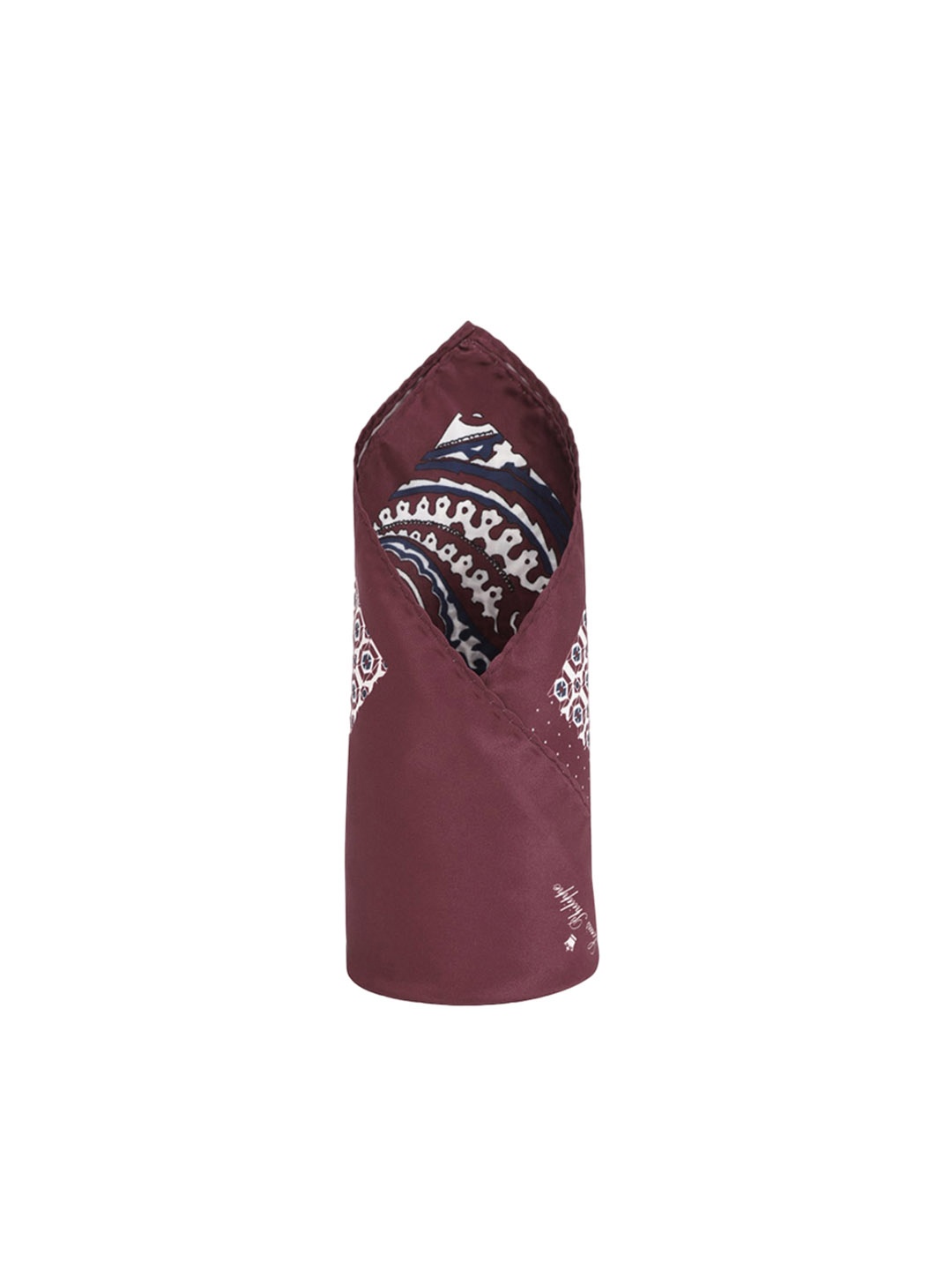 

Louis Philippe Printed Microfiber Pocket Square, Maroon