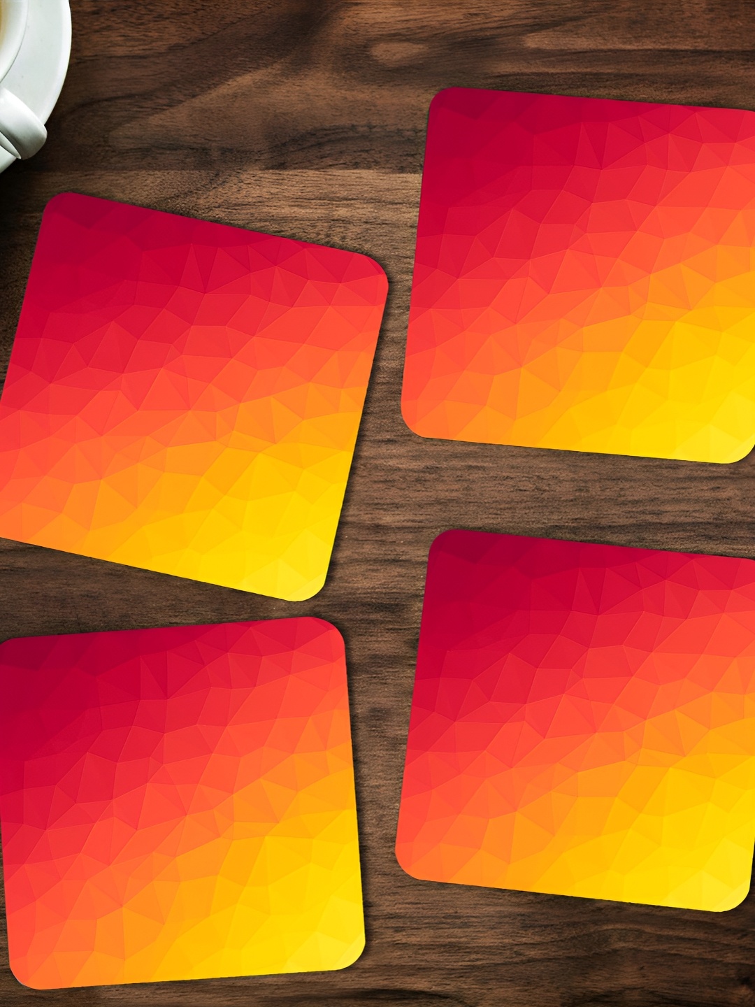 

ARTBUG 4 Pieces Orange Abstract Printed Wooden Coasters