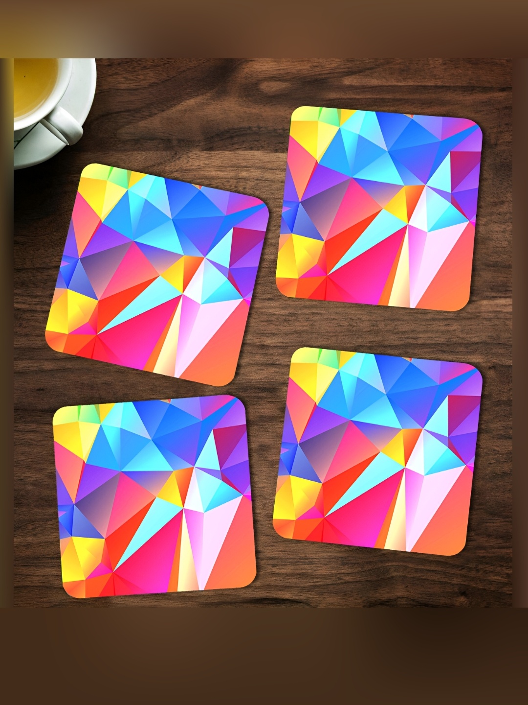 

ARTBUG Blue & Red 4 Pieces Abstract Printed Wooden Coasters