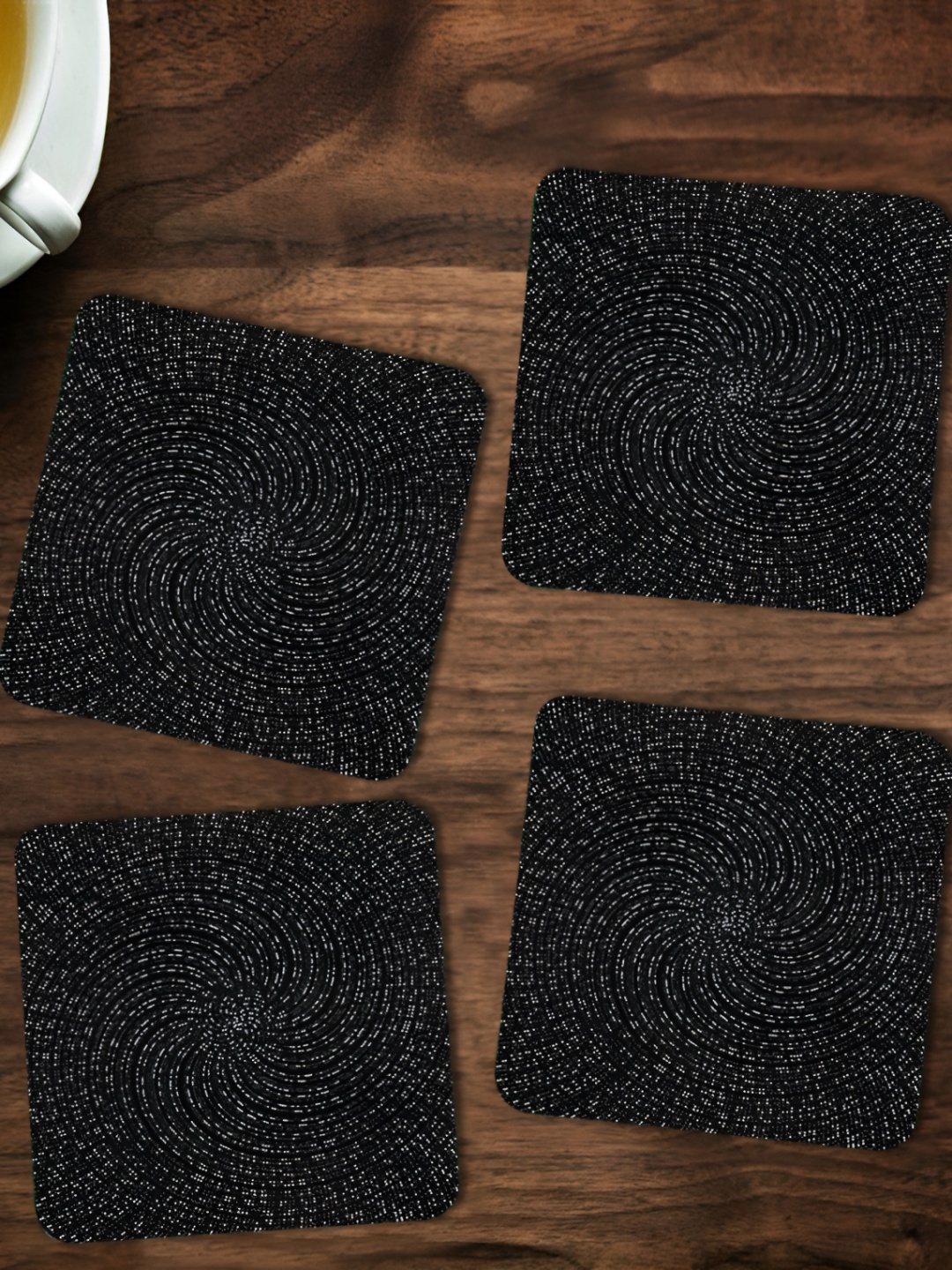 

ARTBUG Black 4 Pieces Abstract Printed Wooden Coasters