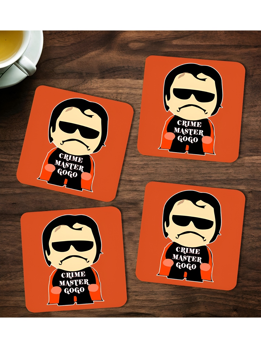 

ARTBUG Orange & Black 4 Pcs Printed Wooden Coasters