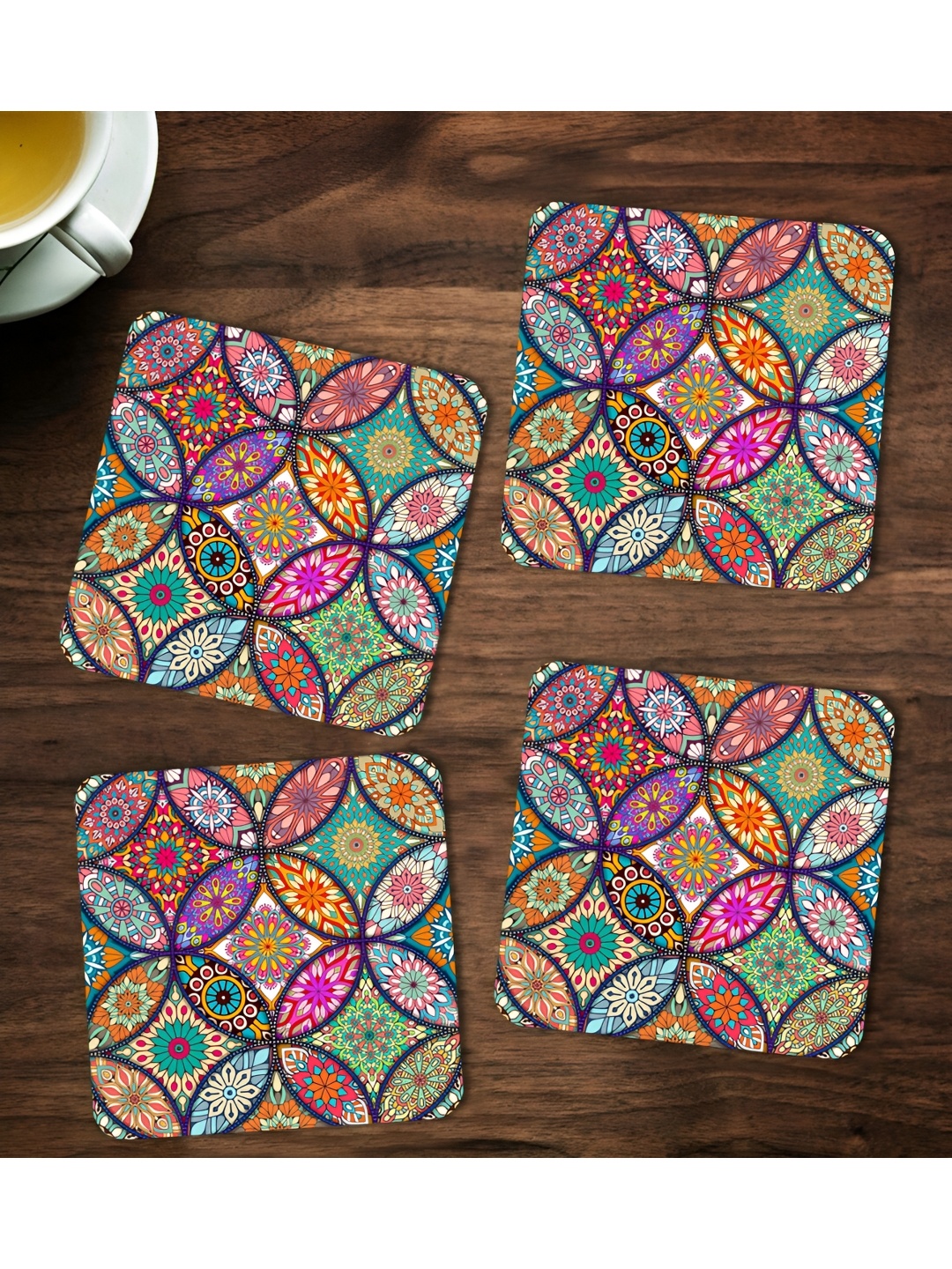 

ARTBUG Pink & Blue 4 Pcs Printed Wooden Coasters
