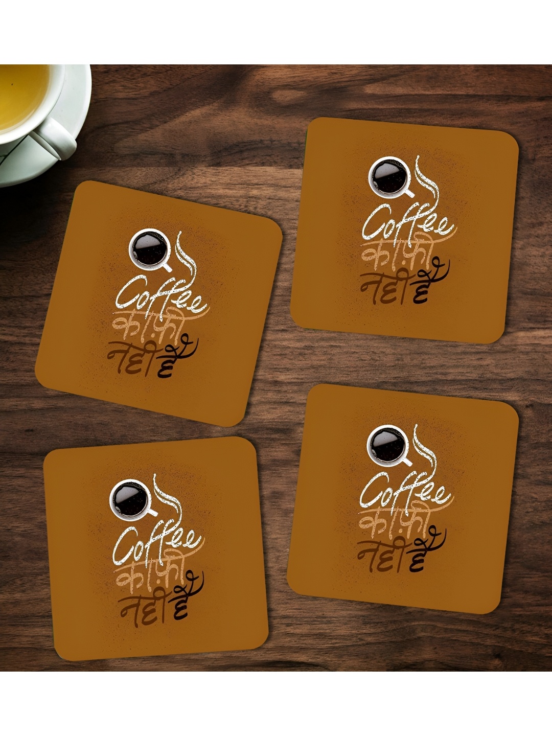 

ARTBUG Brown & Black 4 Pcs Printed Wooden Coasters