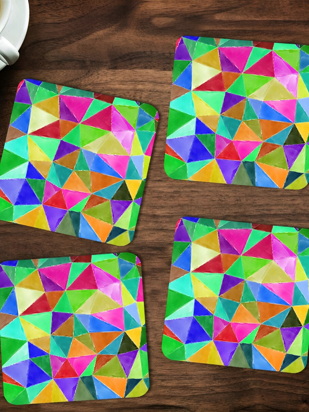 

ARTBUG Green & Pink 4 Pcs Printed Wooden Coasters