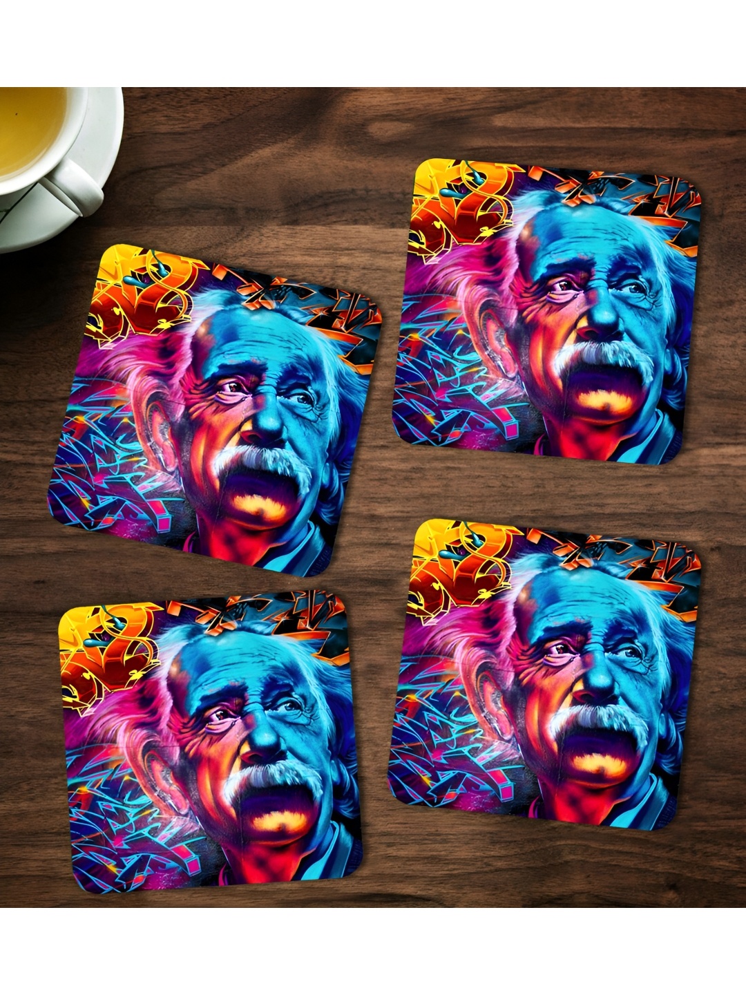 

ARTBUG Black & Blue 4 Pieces Printed Wooden Coasters