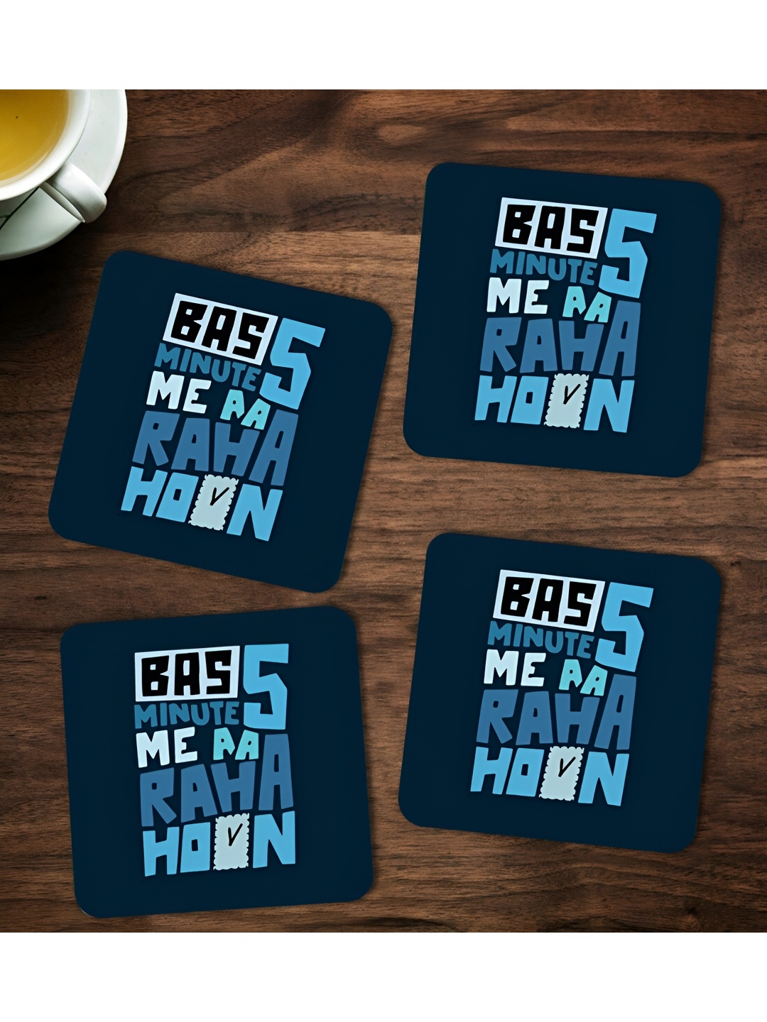 

ARTBUG Black & Blue 4 Pieces Printed Wooden Coasters
