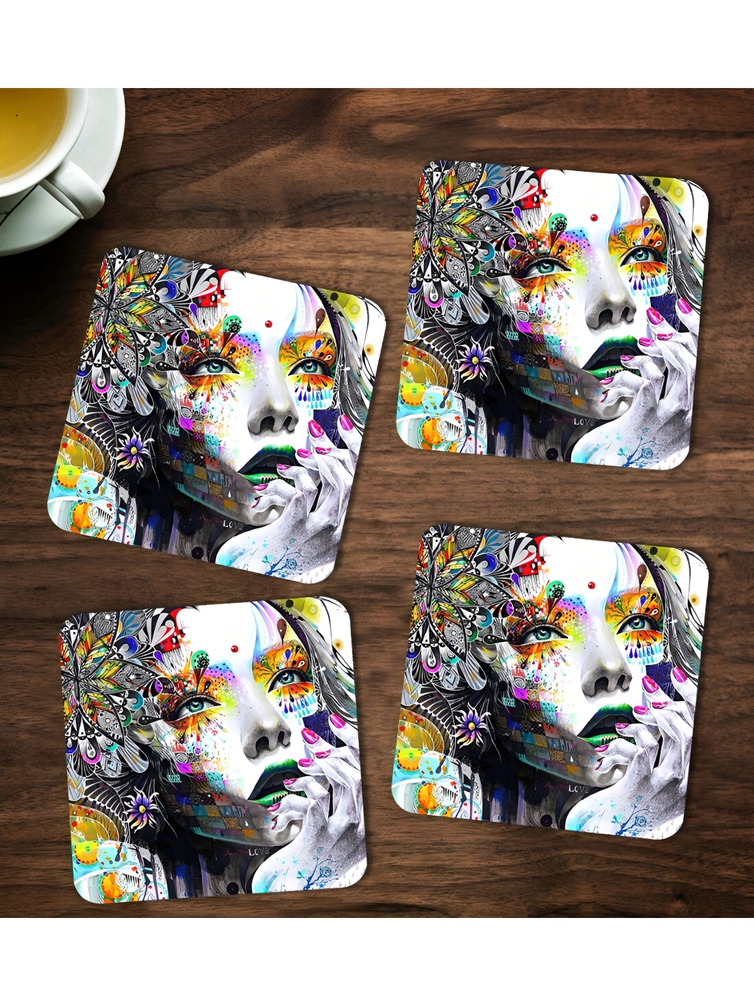 

ARTBUG Black & White 4 Pieces Printed Wooden Coasters