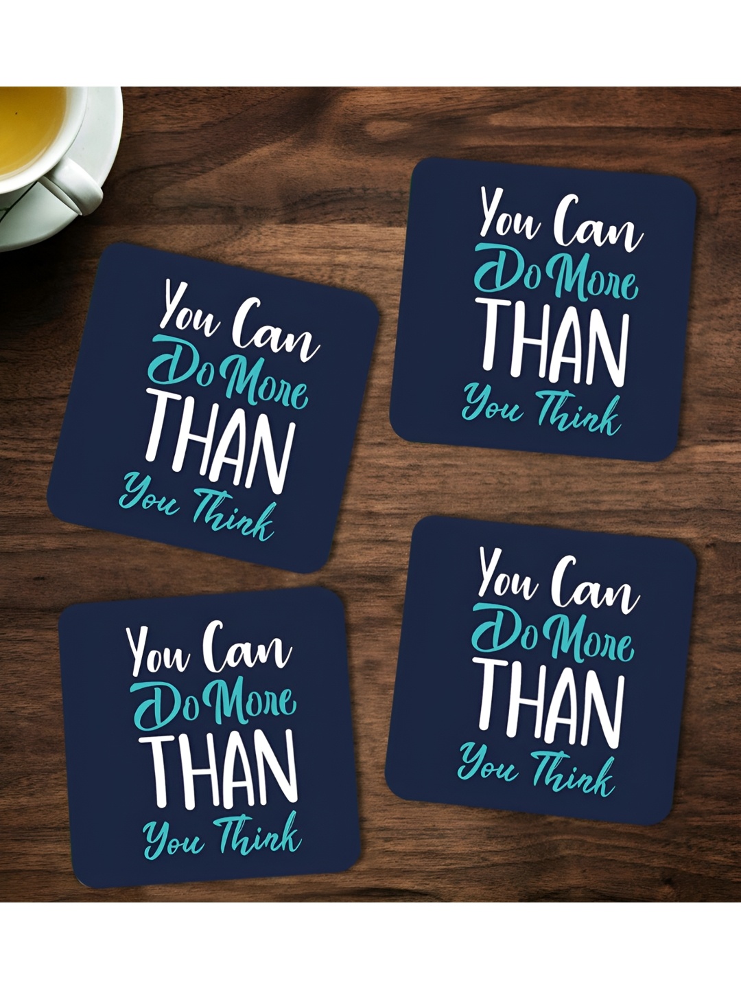 

ARTBUG Blue & White 4 Pieces Printed Wooden Coasters