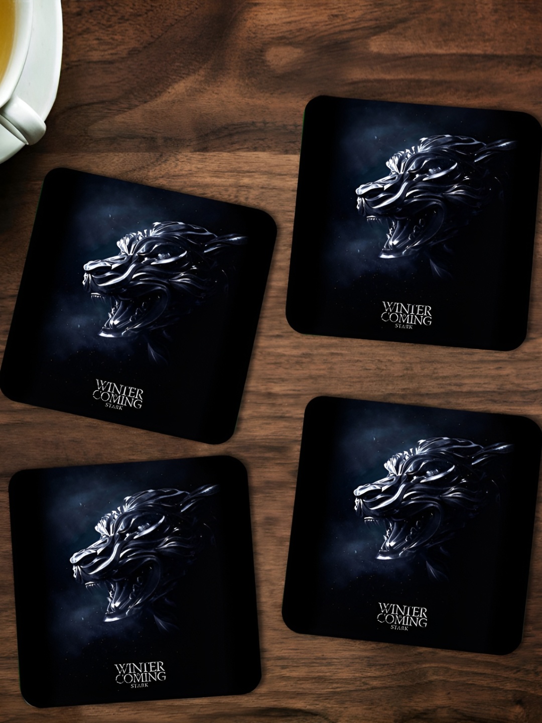 

ARTBUG Black & Blue 4 Pieces Printed Wooden Coasters