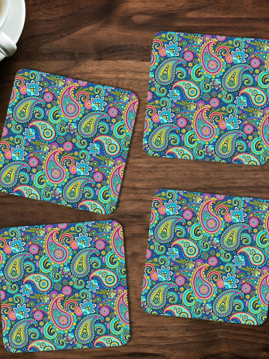 

ARTBUG Green & Blue 4 Pieces Printed Wooden Coasters