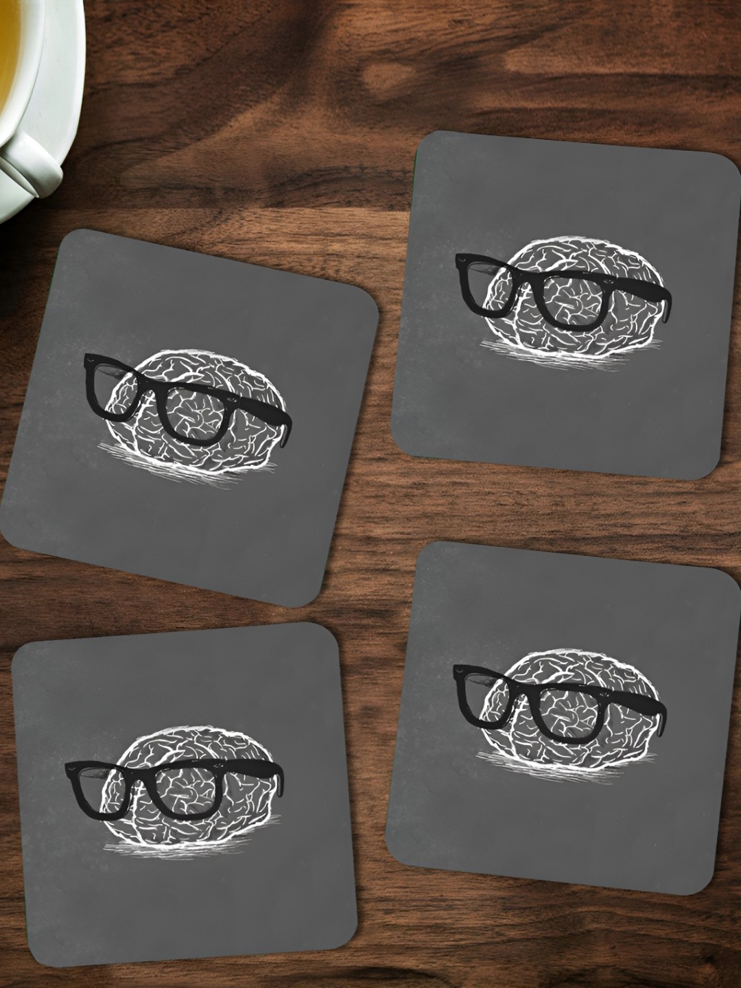 

ARTBUG Grey & Black 4 Pieces Printed Wooden Coasters