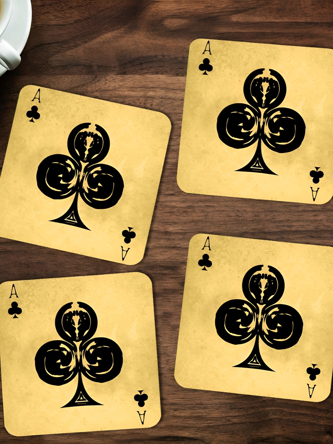 

ARTBUG Beige & Black 4 Pieces Printed Wooden Coasters