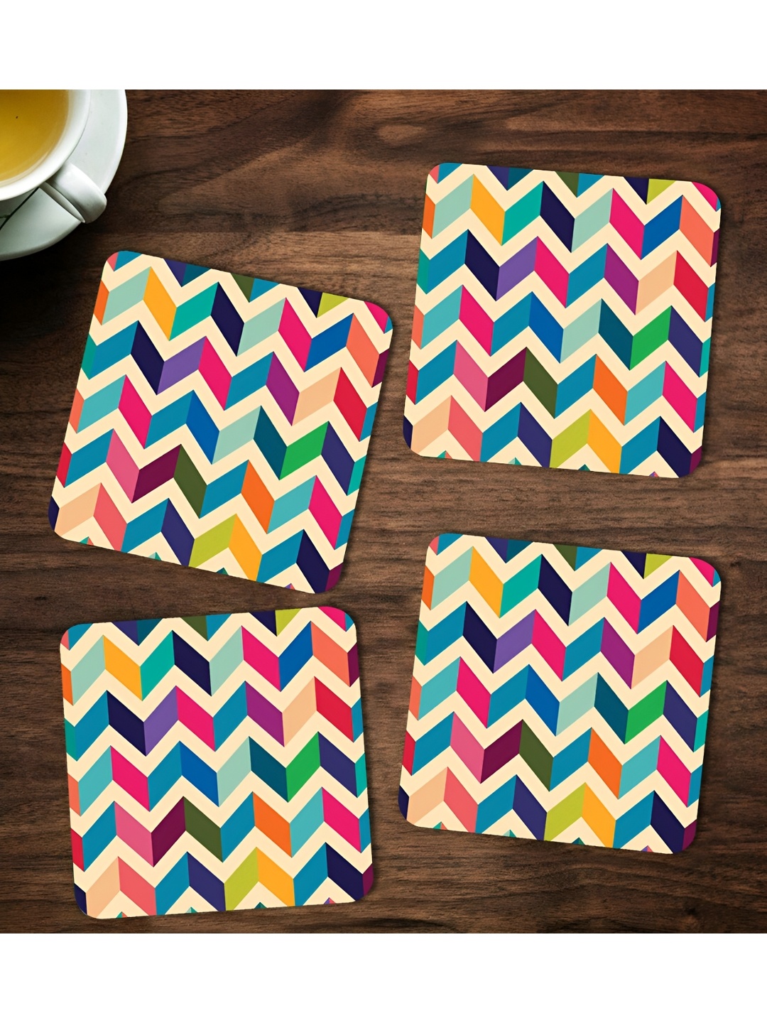 

ARTBUG Pink & Blue 4 Pieces Abstract Printed Coasters