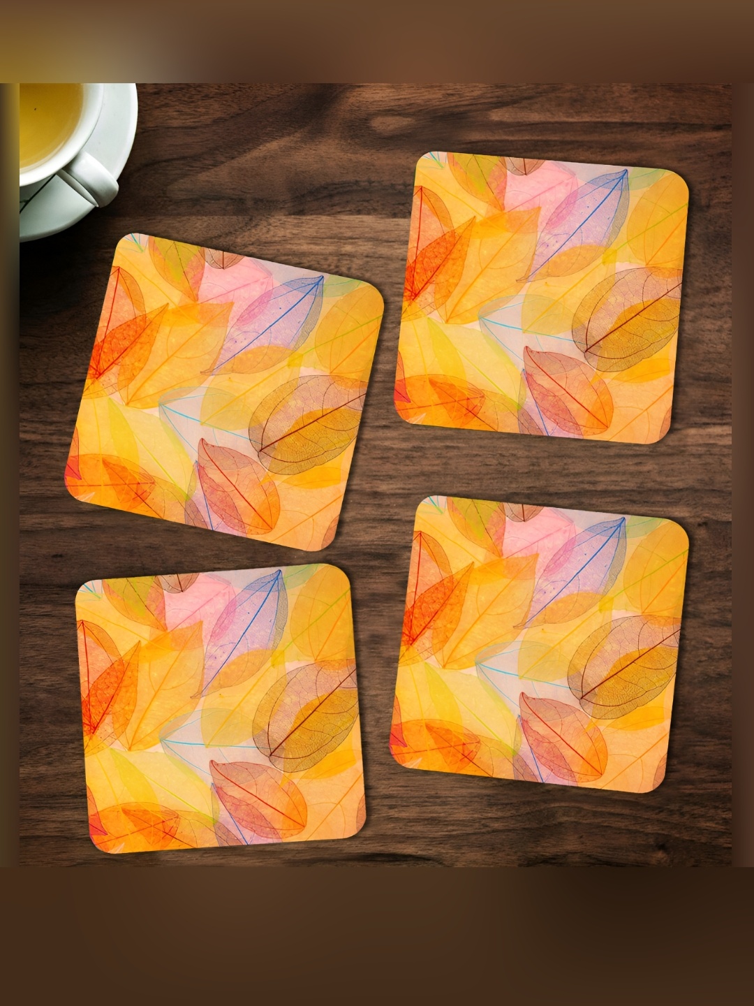 

ARTBUG Yellow 4 Pieces Printed Wooden Coasters