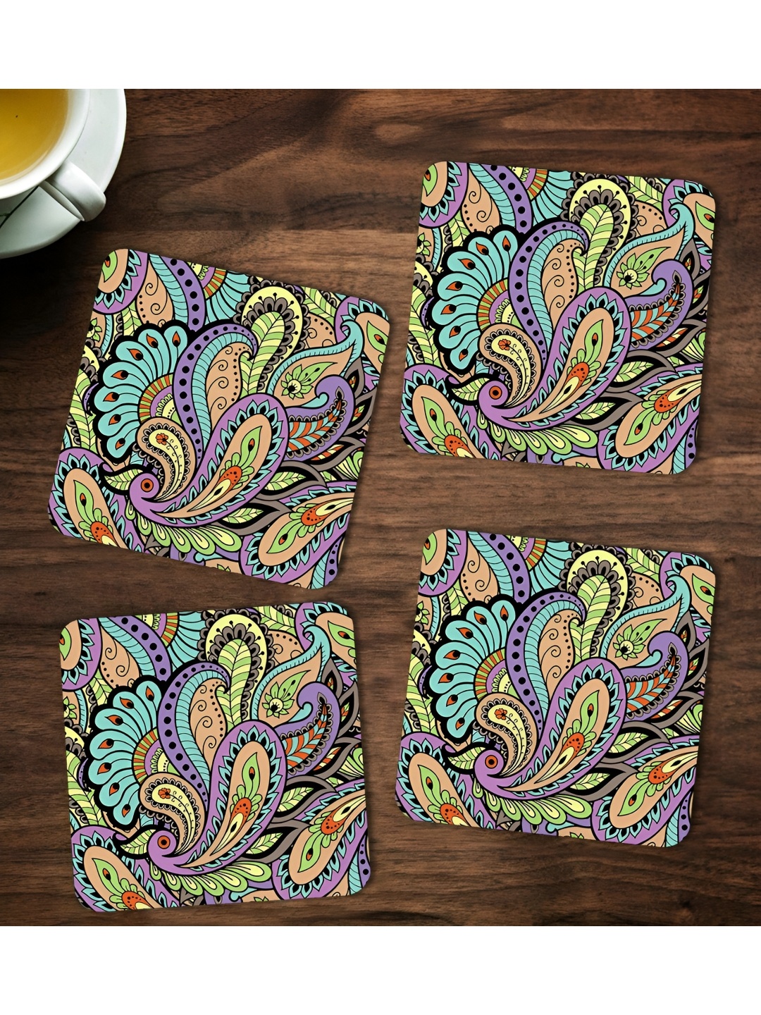 

ARTBUG Blue & Black 4 Pieces Printed Wooden Coasters