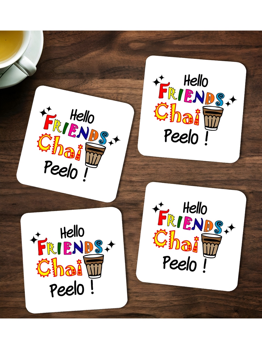 

ARTBUG White & Black 4 Pieces Printed Wooden Coasters