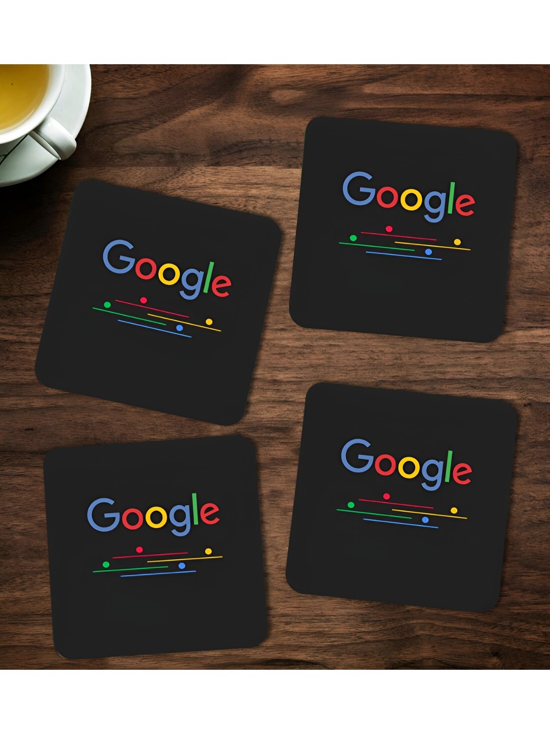 

ARTBUG Black & Blue 4 Pieces Printed Wooden Coasters