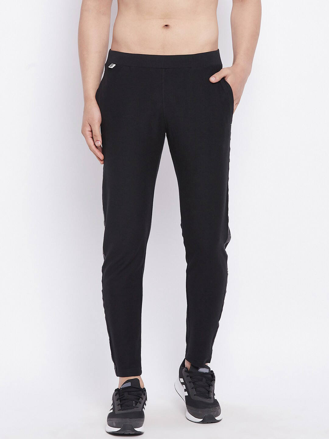 

URKNIT Men Mid Rise Cotton Sports Track Pants, Black