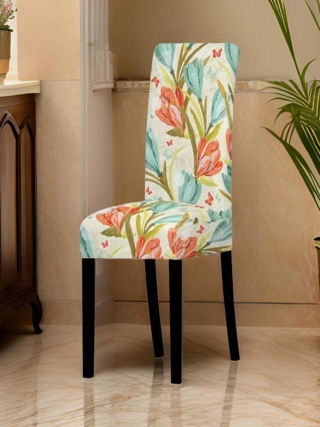 

CASA-NEST Off White & Green Printed Chair Covers