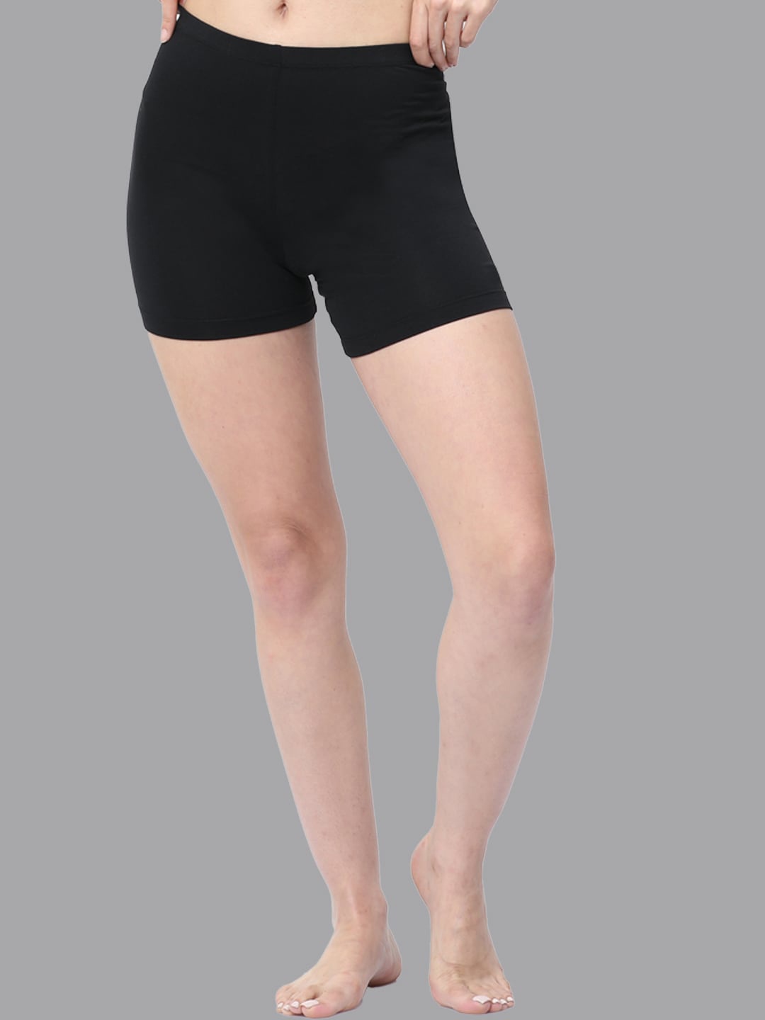 

BOLDFIT Women High Rise Stretchable Slim Fit Cotton Sports Shorts, Black