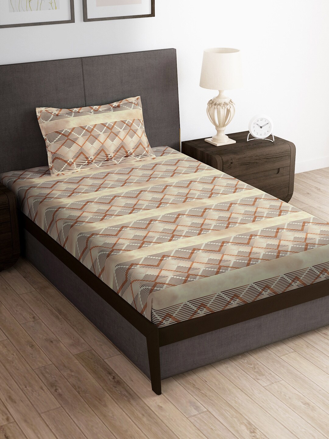 

Story@home Brown 180 TC Single Bedsheet with 1 Pillow Cover