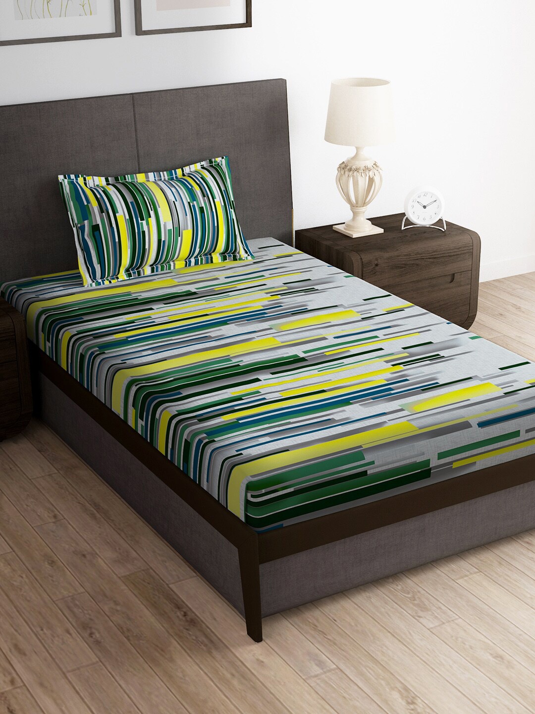 

Story@home Grey 180 TC Single Bedsheet with 1 Pillow Cover
