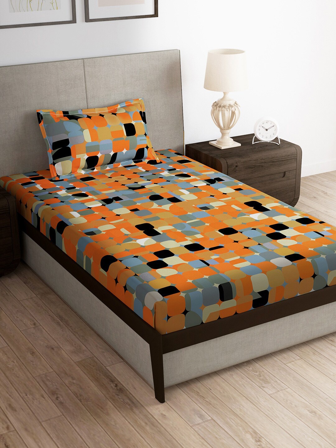 

Story@home Orange 180 TC Single Bedsheet with 1 Pillow Cover