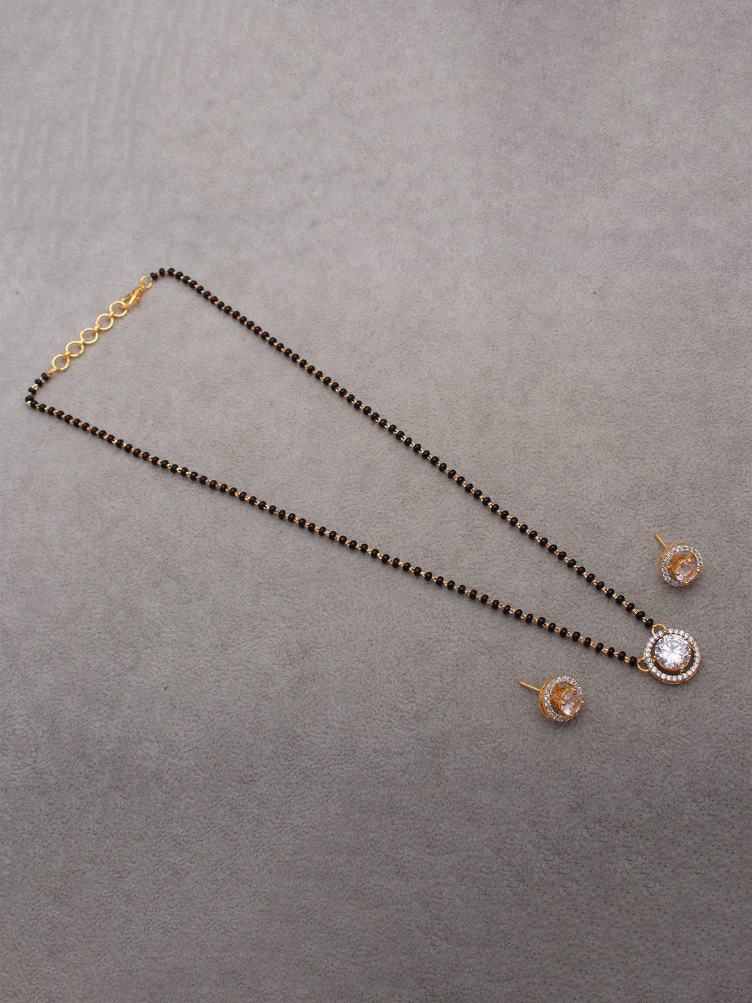 

Mirana Gold-plated Cubic Zirconia-studded Mangalsutra With Earrings