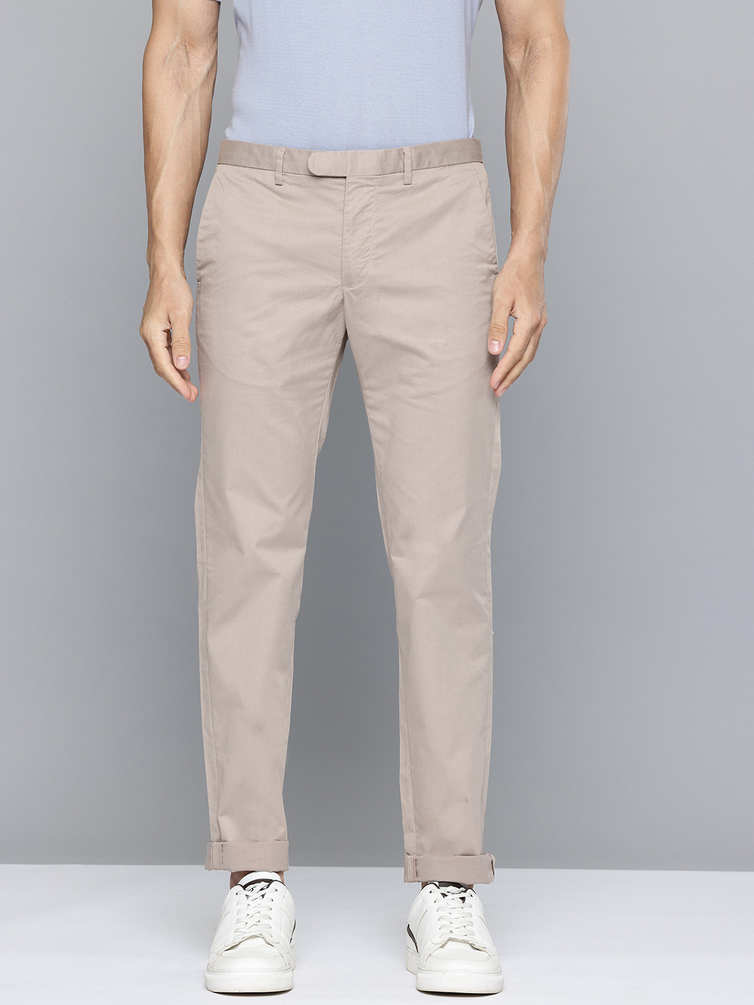 

Indian Terrain Men Brooklyn Slim Fit Trousers, Beige