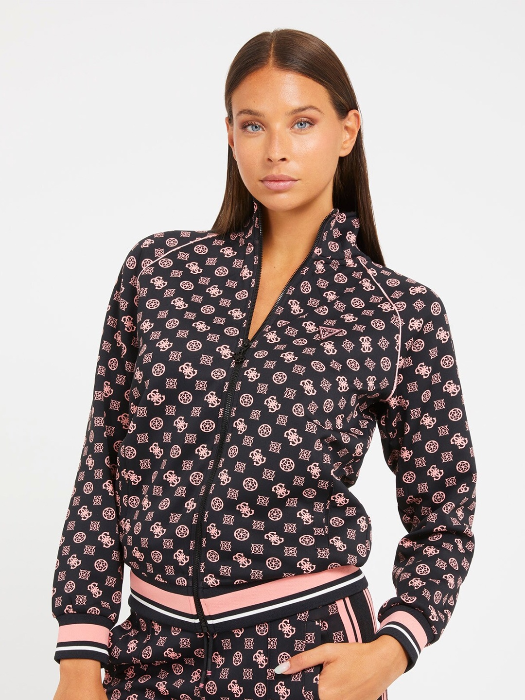 

GUESS Conversational Printed Front-Open Sweatshirt, Black