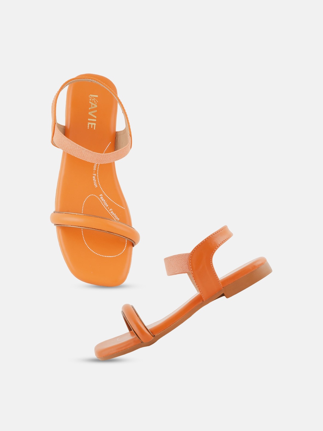 

DressBerry Orange Strappy Open Toe Flats