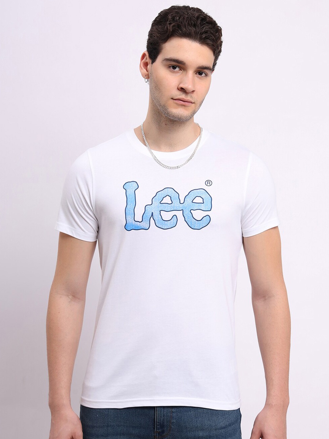 

Lee Typography Printed Slim Fit Pure Cotton T-shirt, White