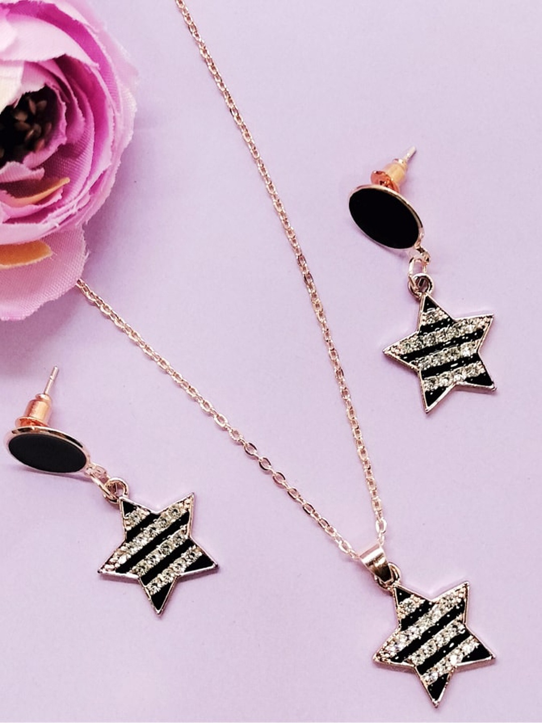 

FEMMIBELLA Gold-Plated Stone-Studded Jewellery Set