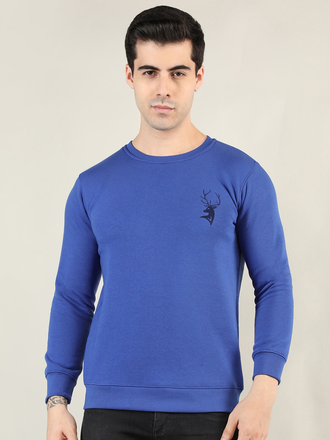

PORTBLAIR Round Neck Fleece Sweatshirt, Blue