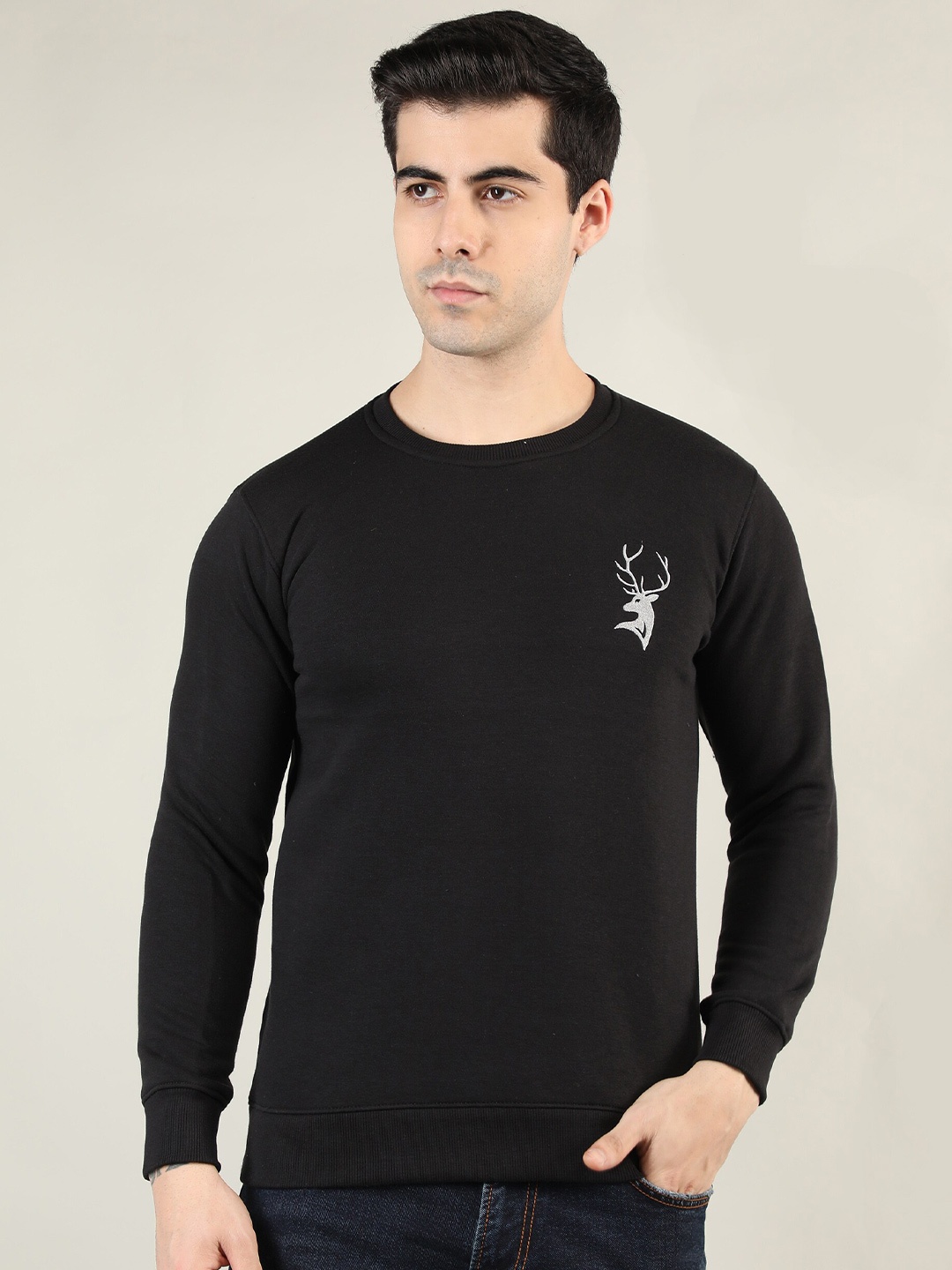 

PORTBLAIR Round Neck Fleece Sweatshirt, Black