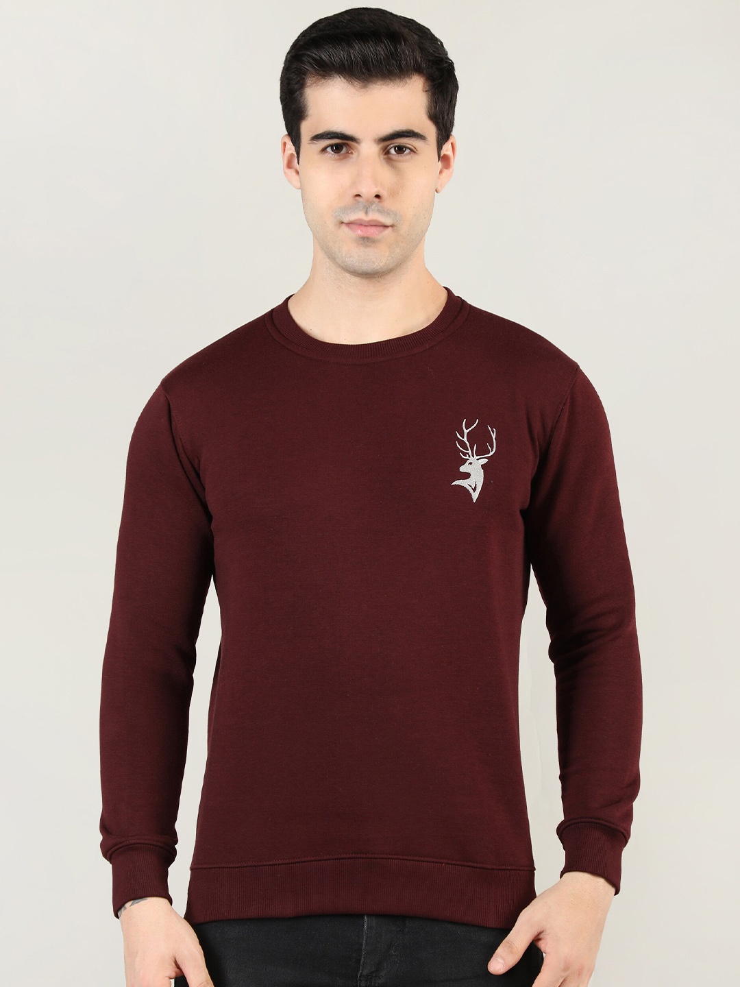 

PORTBLAIR Round Neck Fleece Sweatshirt, Maroon