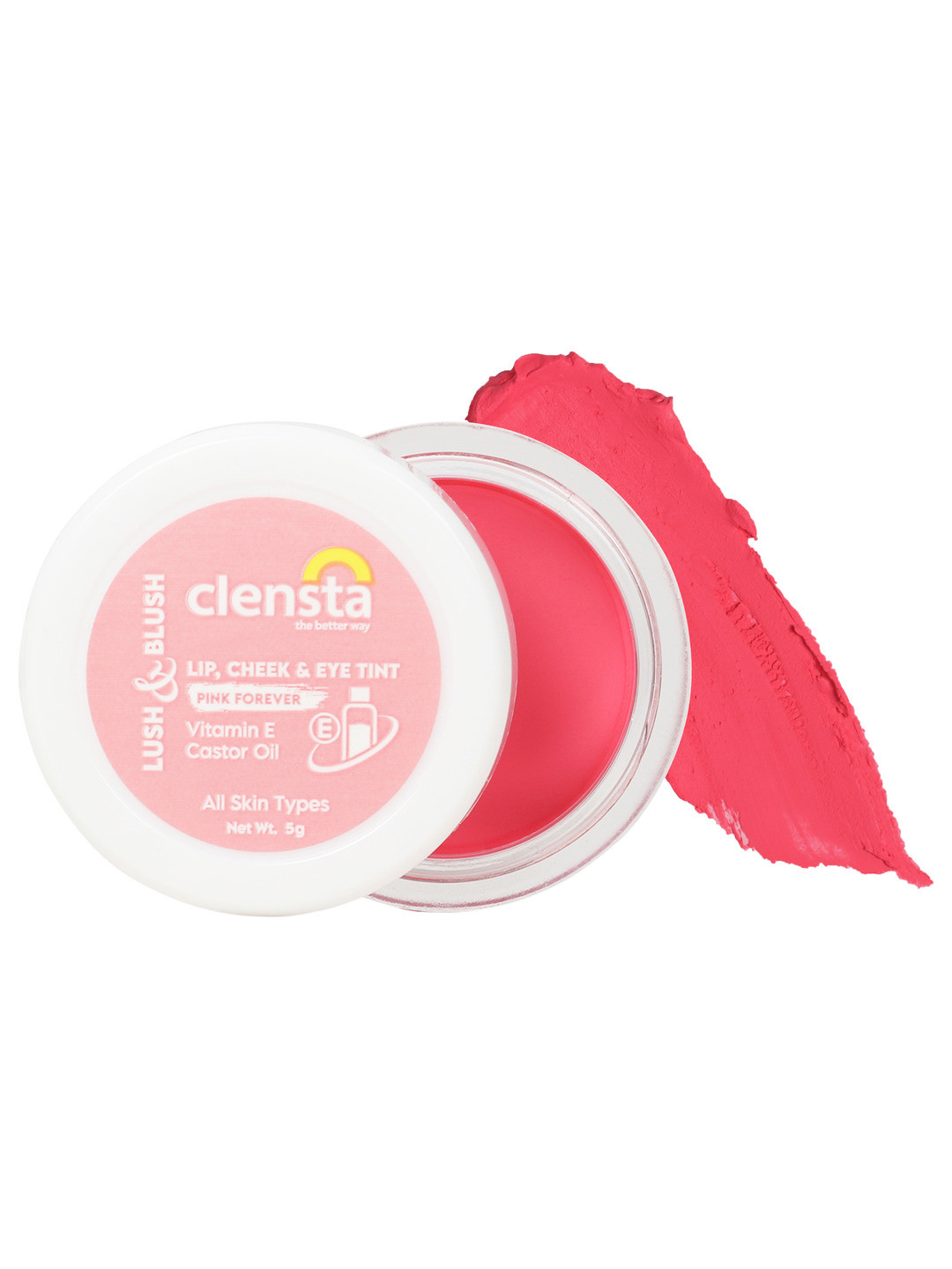 

Clensta Lush & Blush Lip Cheek & Eye Tint with Vitamin E & Castor Oil 5g - Pink Forever 73