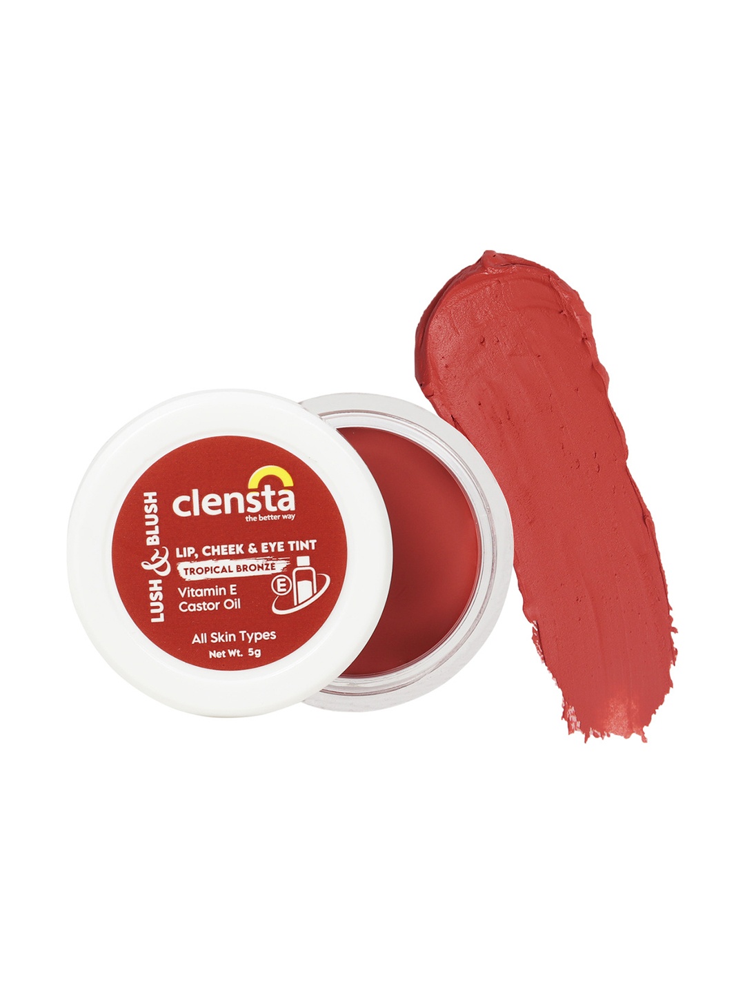 

Clensta Lush & Blush Lip Cheek & Eye Tint with Vit-E & Castor Oil 5g - Tropical Bronze 75, Brown