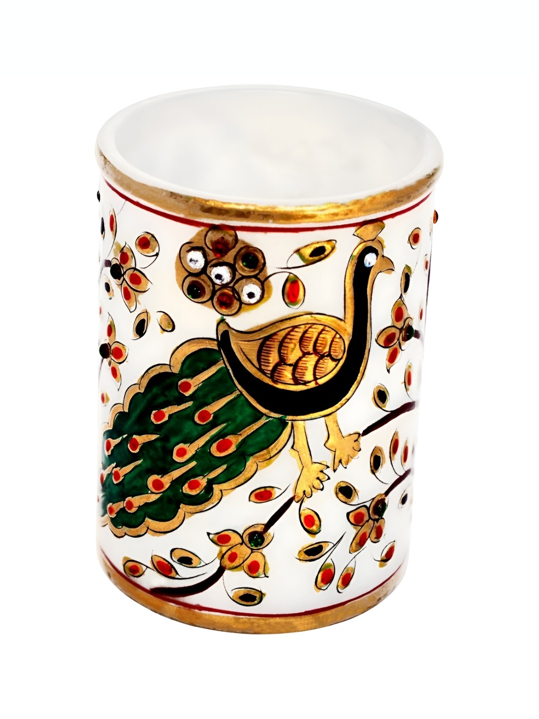 

HANDICRAFTS PARADISE White & Green Pen Stand Showpiece